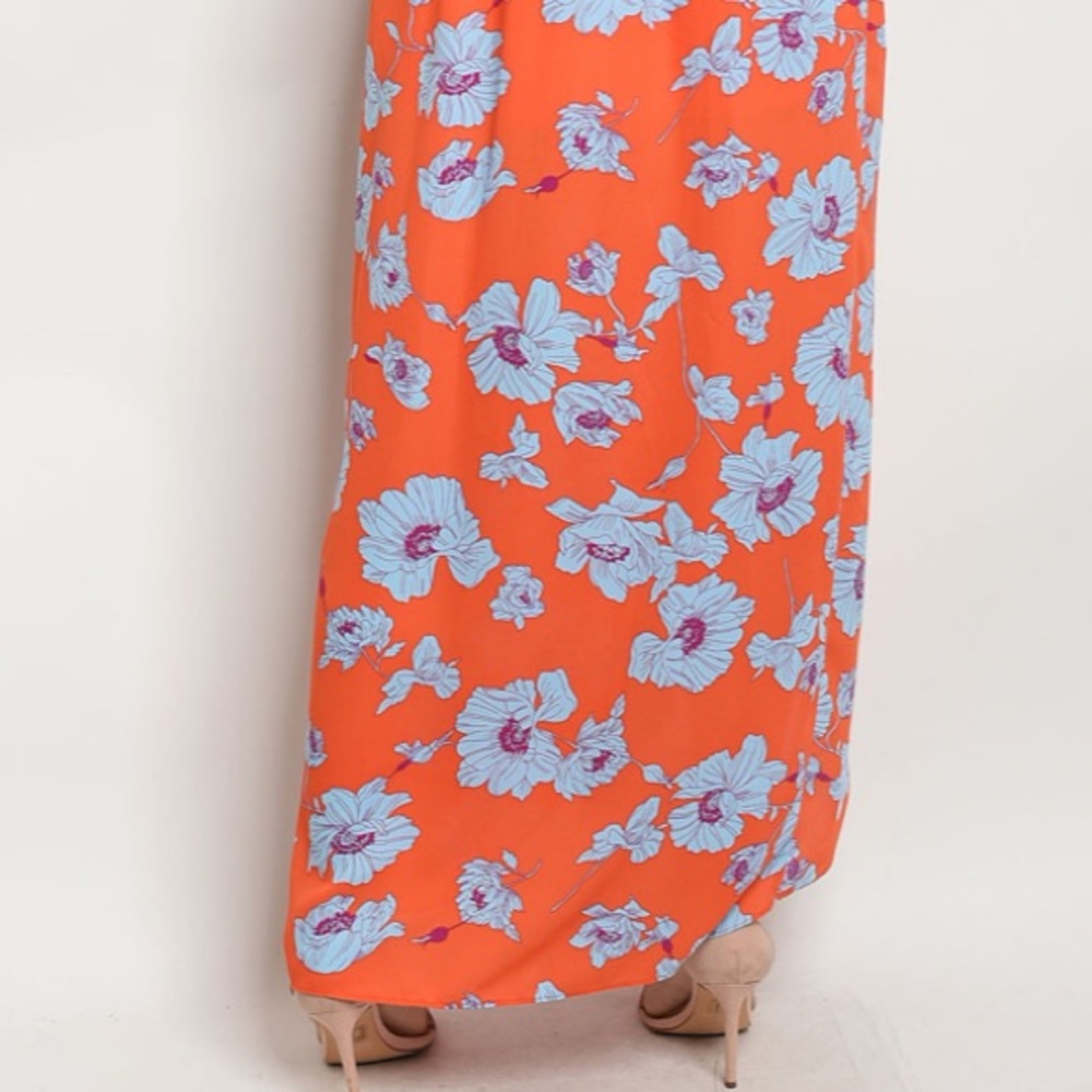 ☀️ORANGE BLUE FLORAL MAXI DRESS - Picture 7 of 10